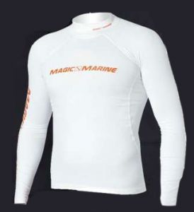 Magic Marine Cube Rash Vest Long Sleeve White